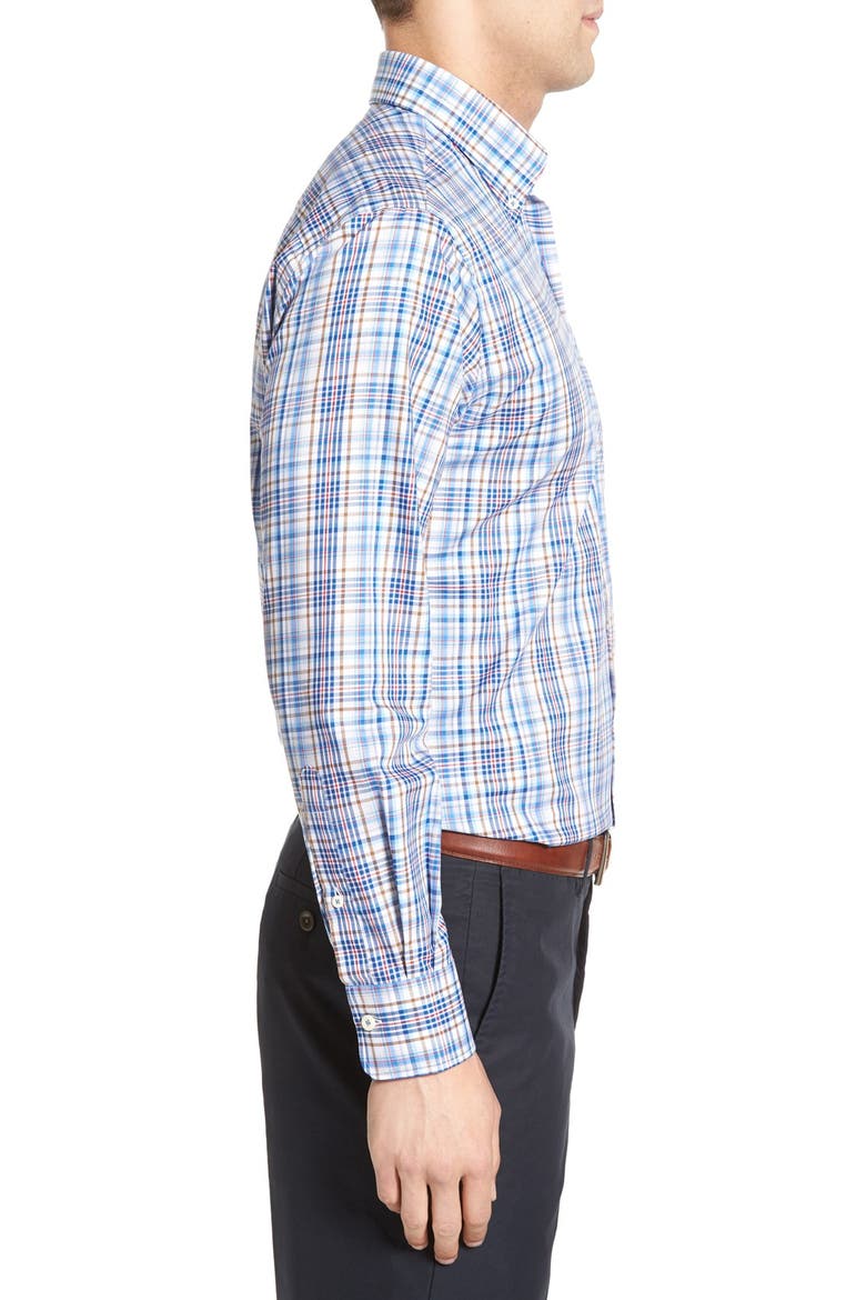 'Melange Plaid' Regular Fit Sport Shirt, Alternate, color, HAWAIIAN BLUE