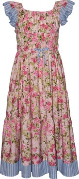 Iris & Ivy Kids' Mixed Print Flutter Sleeve Dress