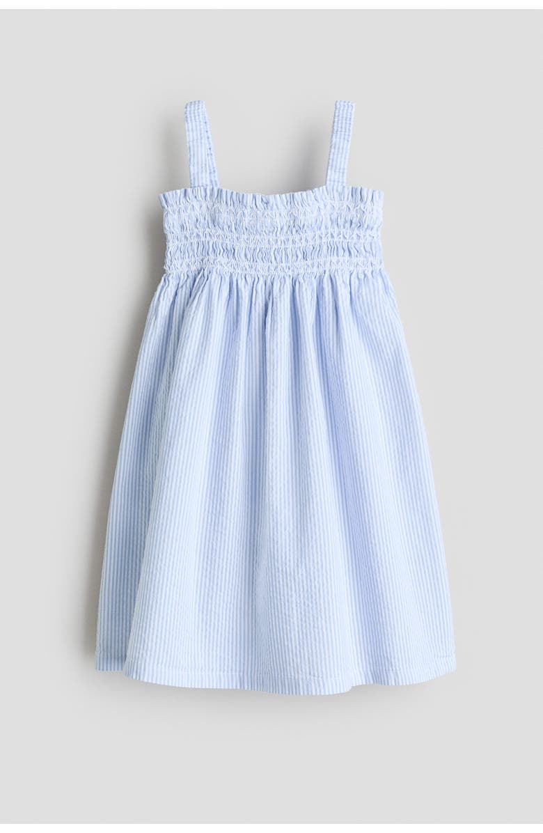 H&M Smocked Strappy Dress, Main, color, White/Blue Striped