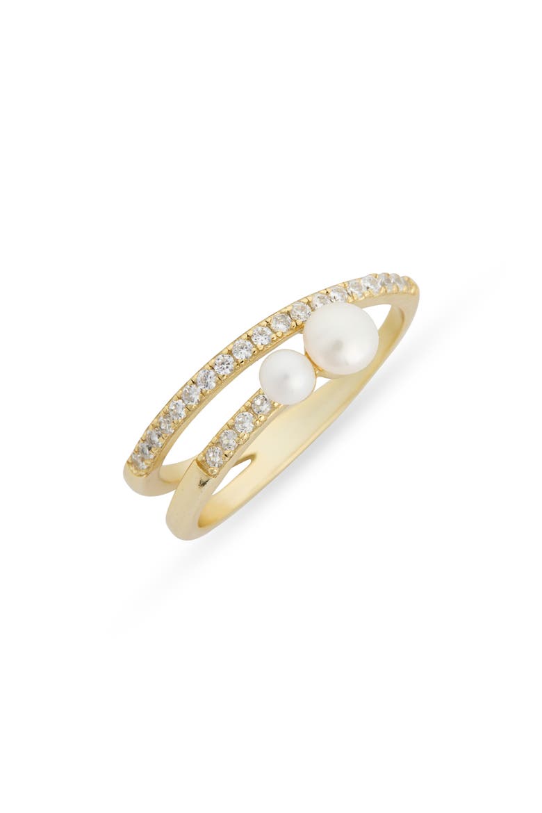 Pavé Double Freshwater Pearl Ring, Main, color, GOLD