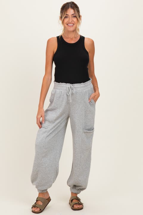 Ruffle Waist Burnout Jogger Pants