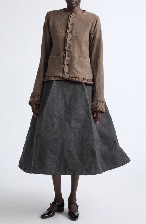 Memory Herringbone Midi Skirt