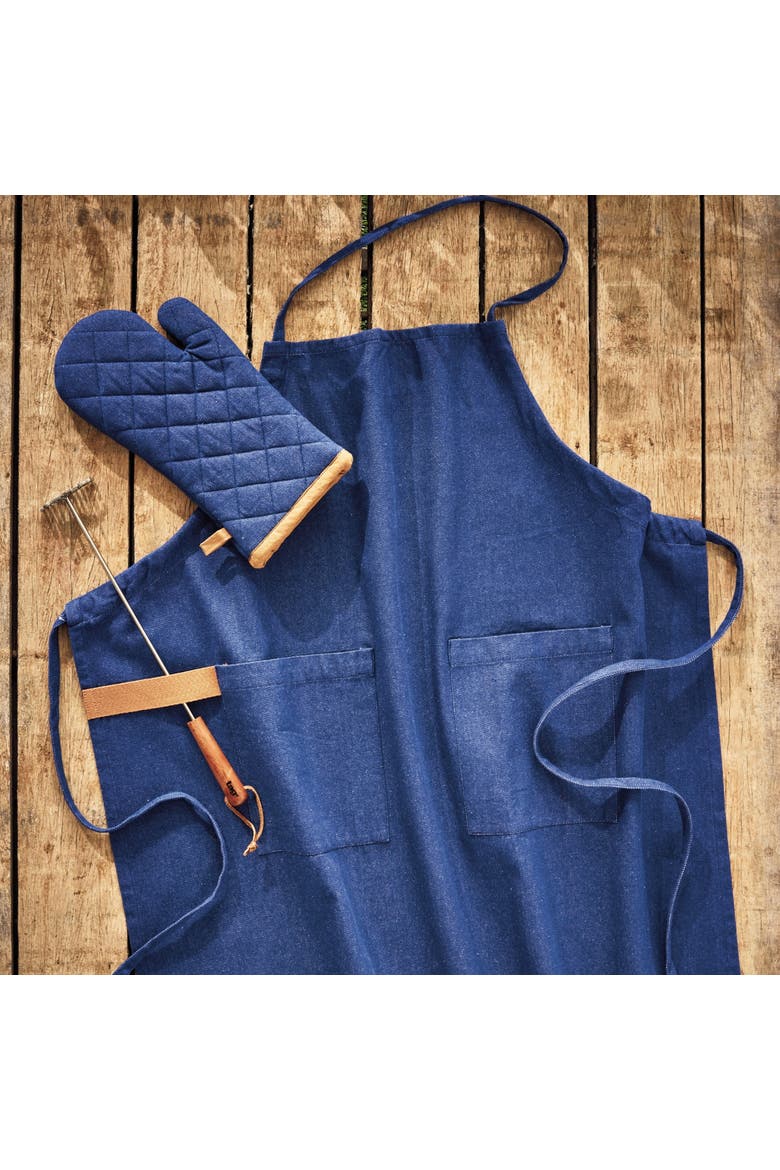 Grill Oven Mitt Blue Denim Cotton Summer, Alternate, color, Blue
