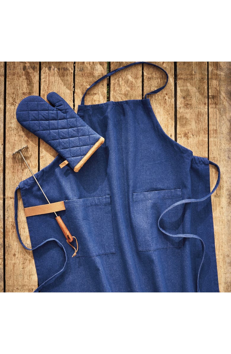 tag Grill Apron Blue Denim Cotton Everyday,Summer, Alternate, color, Blue