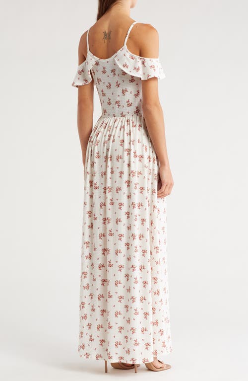 Go Couture Ruffle Cold Shoulder Maxi Dress In White