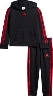 adidas Camo 3-Stripe Pullover Hoodie and Jogger Pants Set