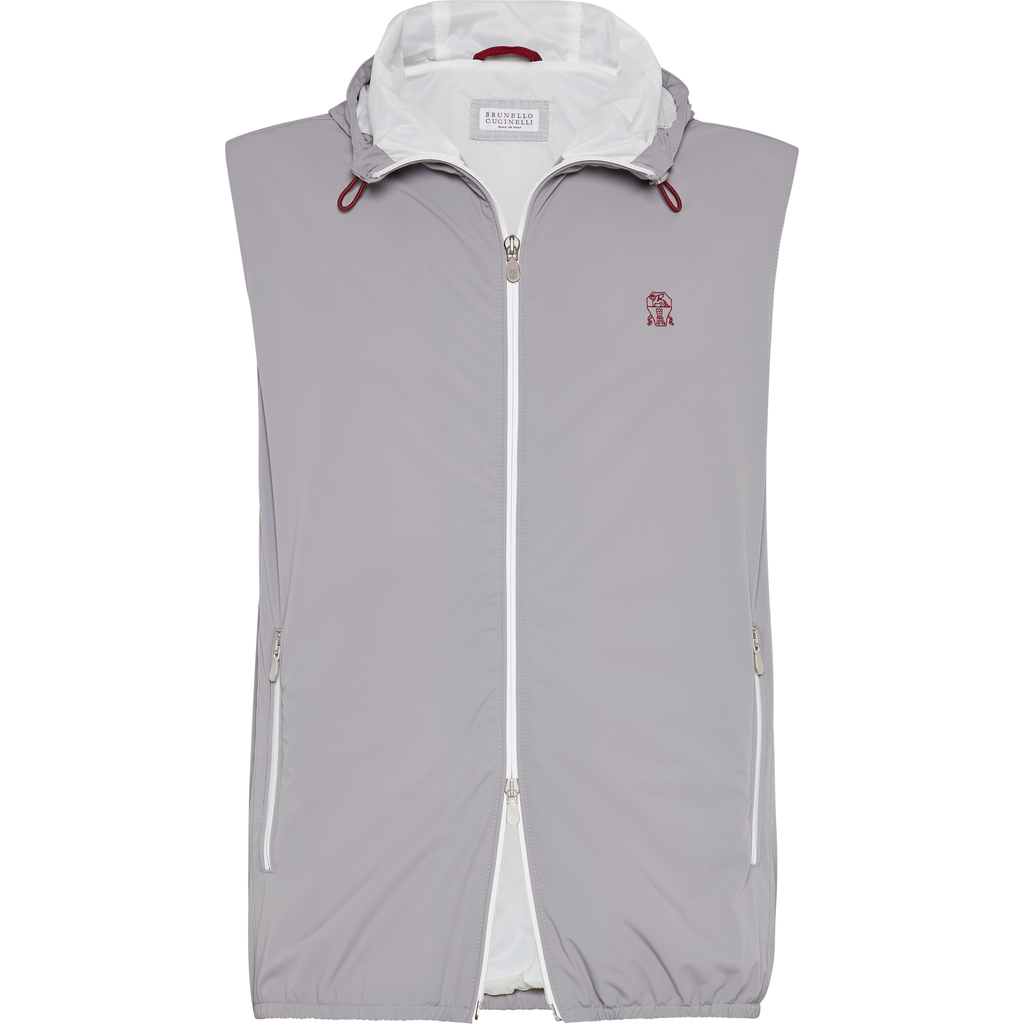 Brunello Cucinelli Nylon Down Vest In Grey