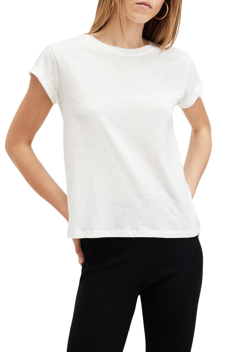 AllSaints Anna Crewneck Cotton T-Shirt, Main, color, Chalk White