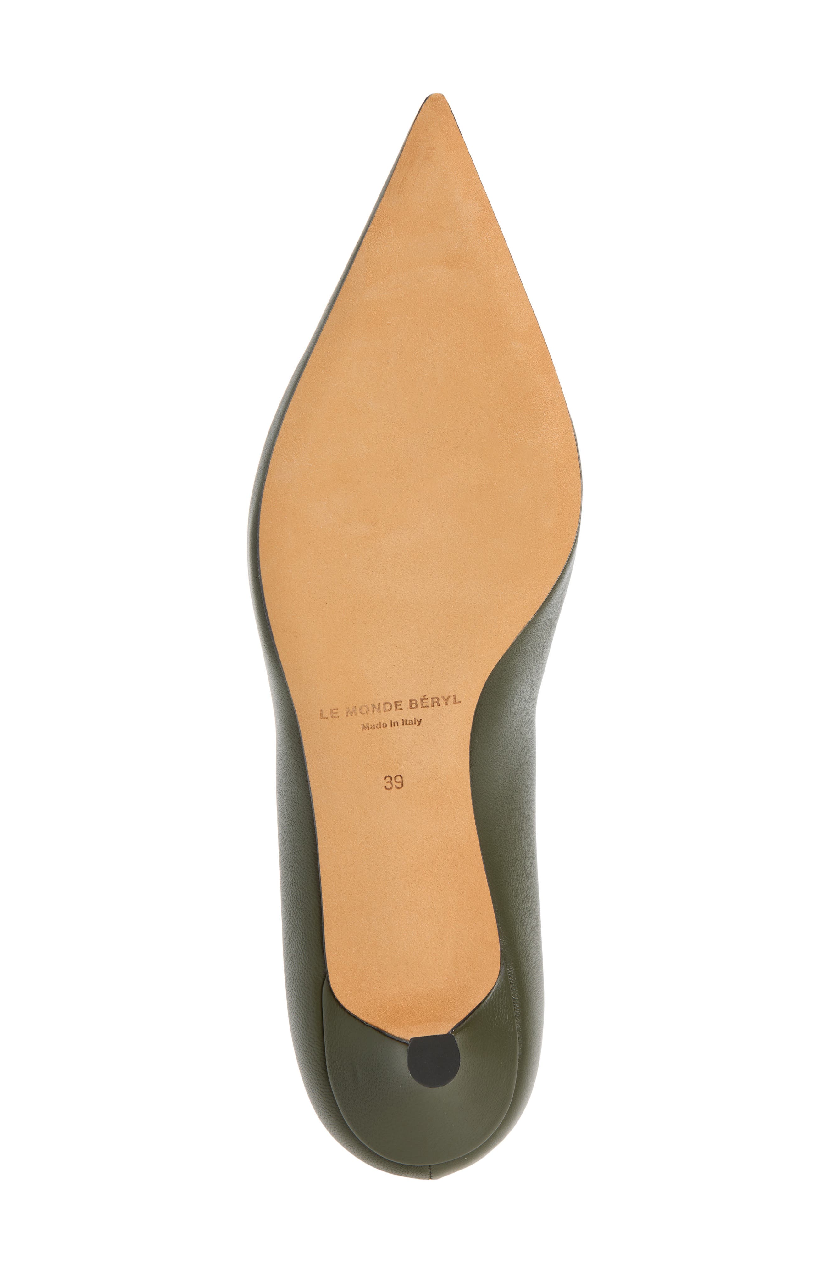 Babouche Kitten Heel Pointed Toe Pump, Alternate, color, MILITARY