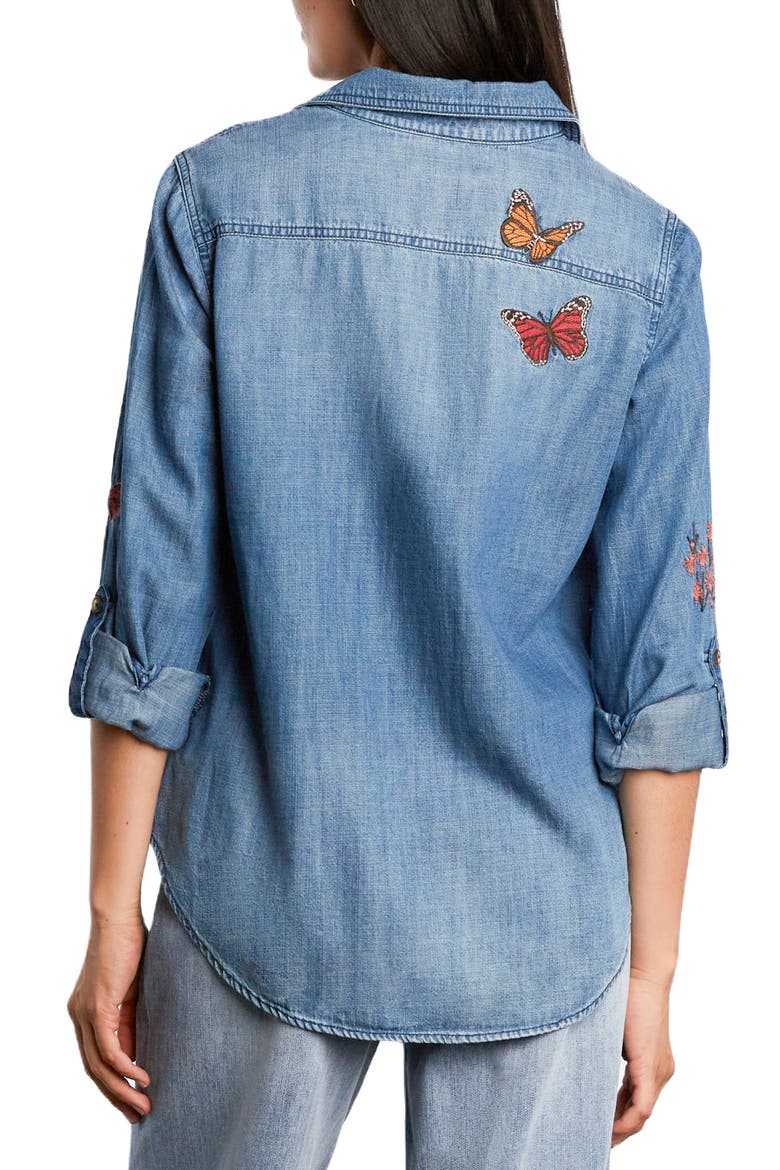 Happy Garden Denim Roll Tab Sleeve Shirt, Alternate, color, DENIM