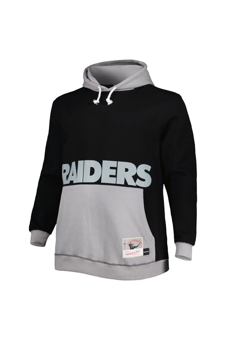 Men's Mitchell & Ness Black/Silver Las Vegas Raiders Big & Tall Big Face Pullover Hoodie, Alternate, color, Black