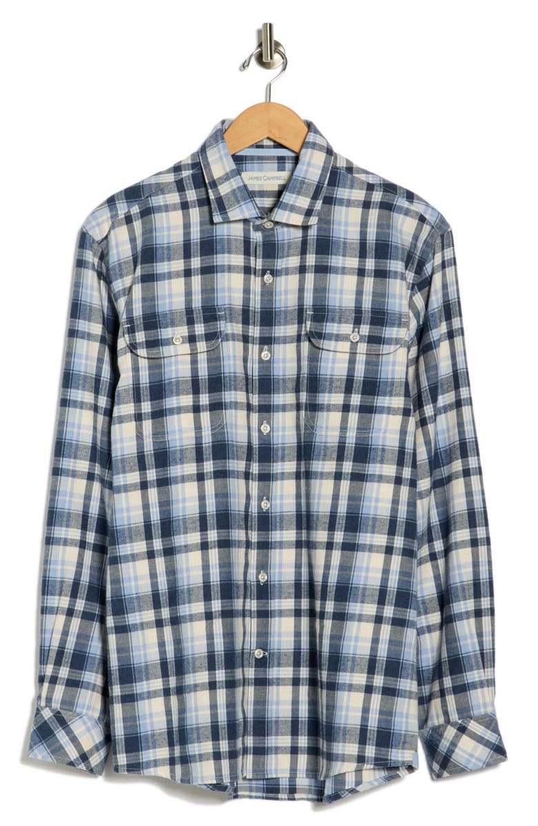 James Campbell Baywood Plaid Button-Up Shirt, Alternate, color, Blue