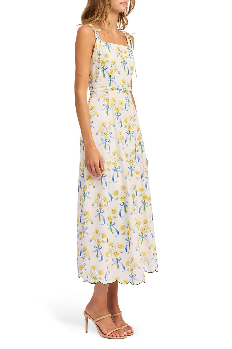 Audery Floral Belted Maxi Dress, Alternate, color, WHITE YELLOW BLUE