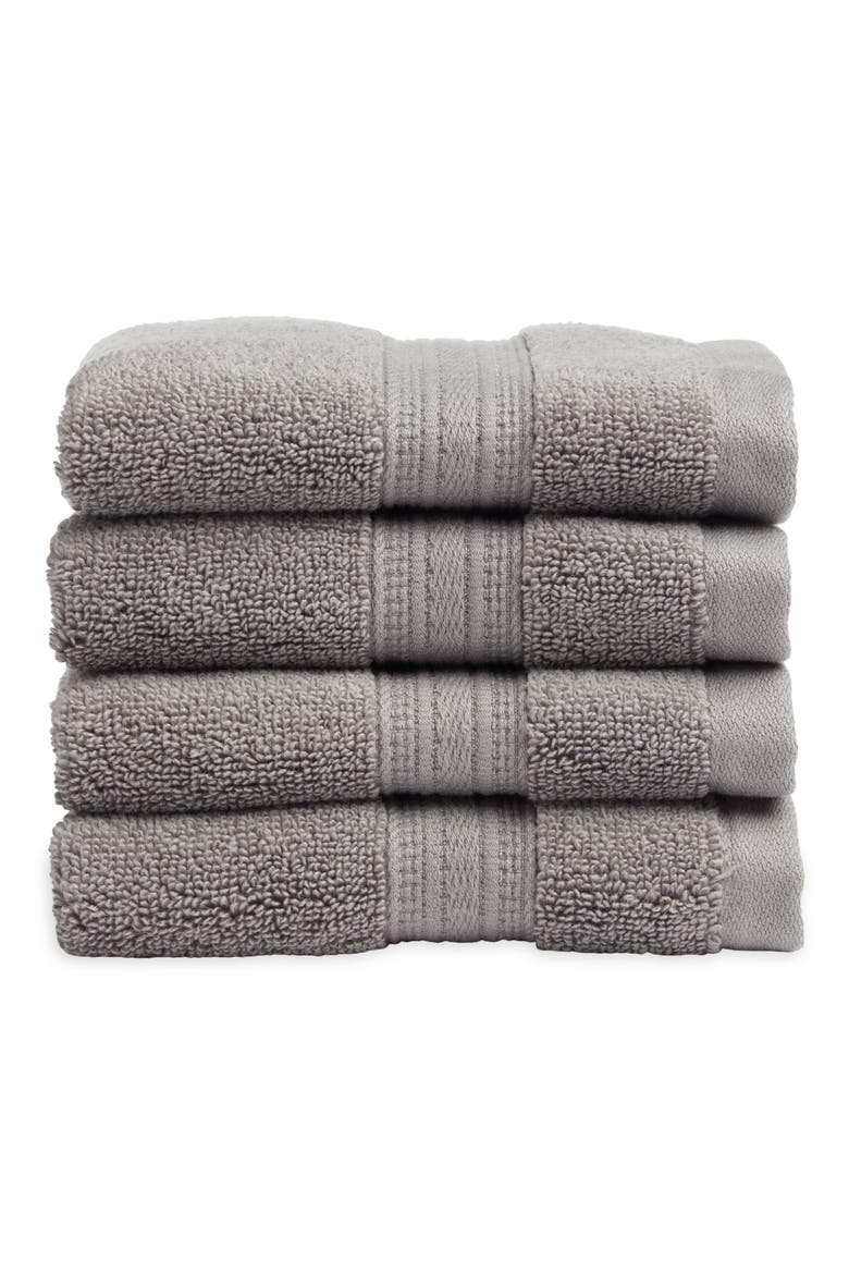 4-Pack Cotton Wash Towels, Main, color, GREY PEARL