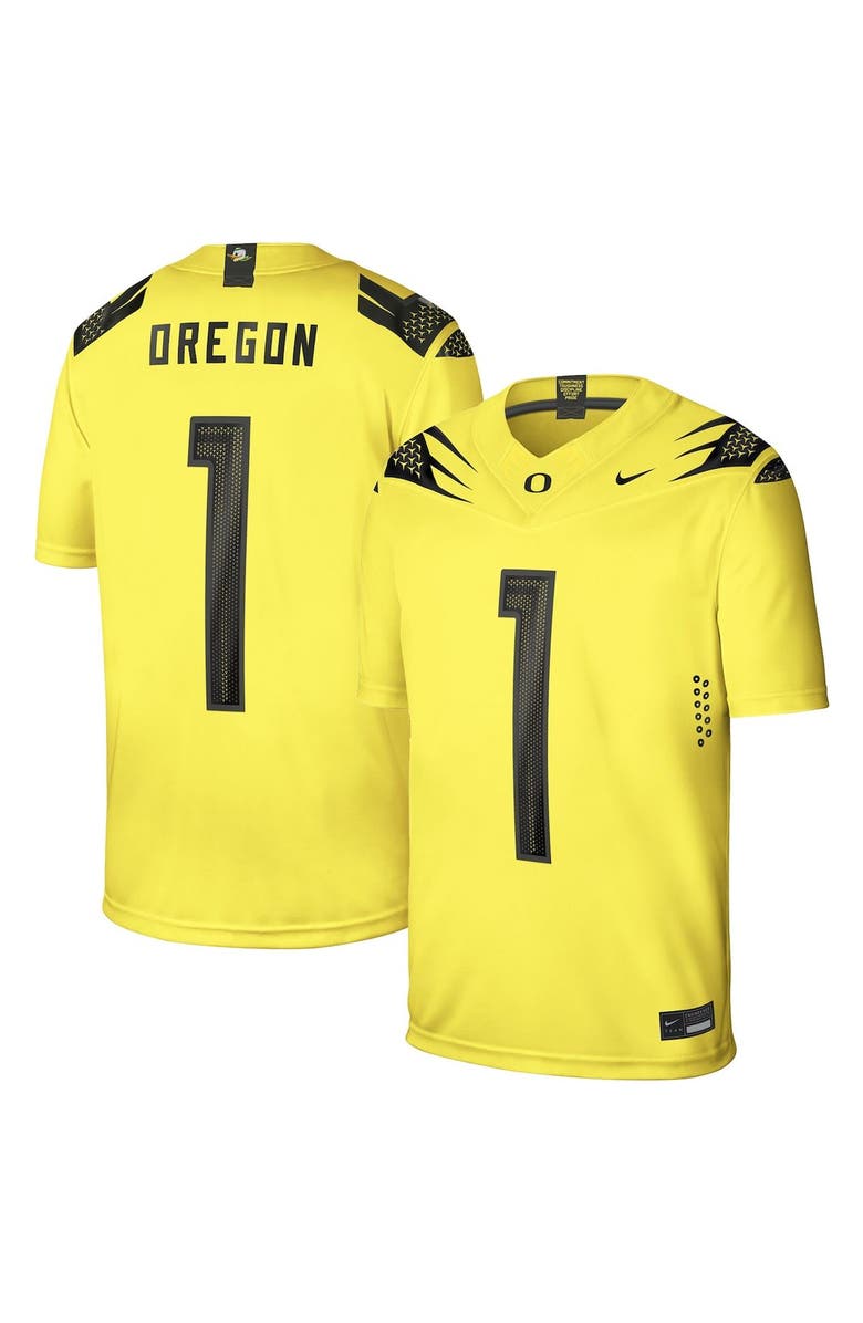 Nike Men's Nike #1 Yellow Oregon Ducks Alternate Game Jersey, Main, color, 