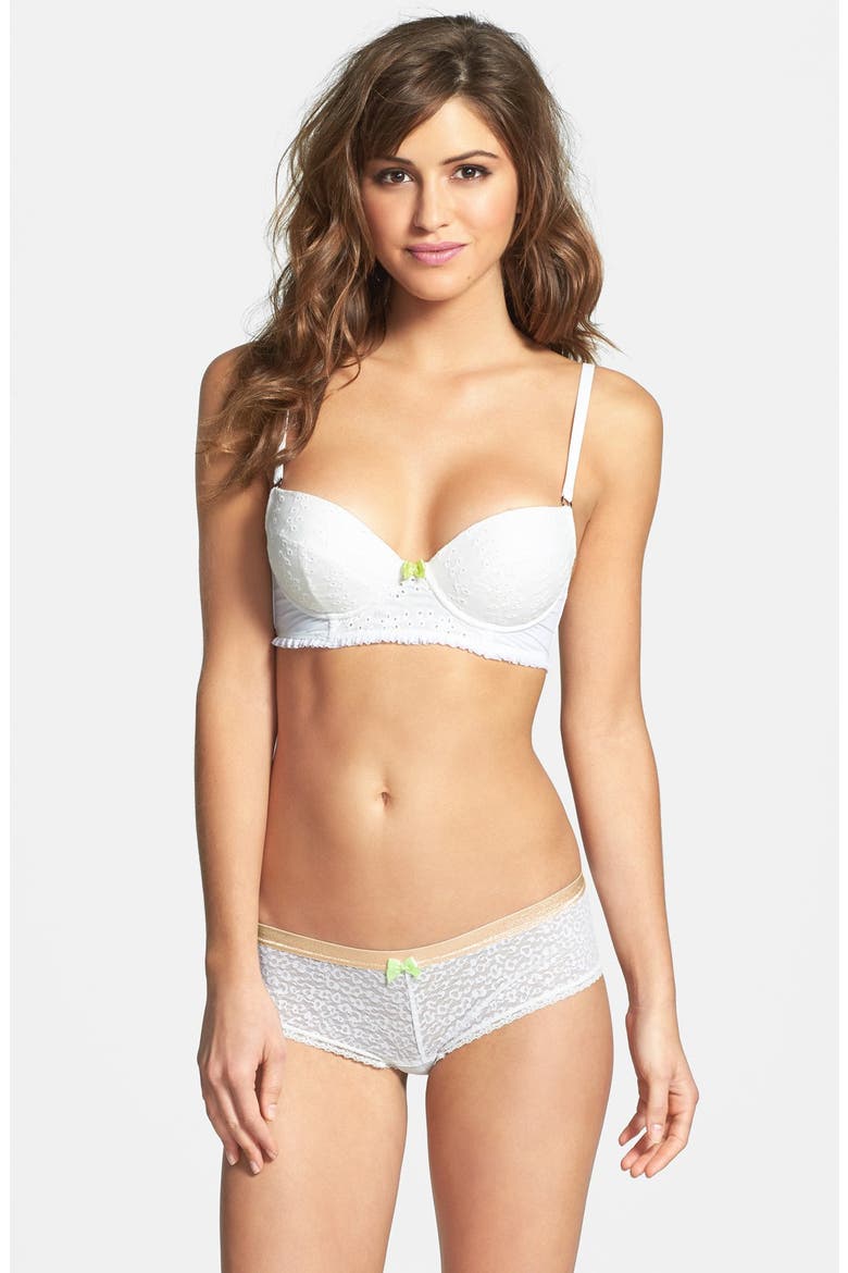 'Stella' Eyelet Underwire Corselette Demi Bra, Alternate, color, CAMEO
