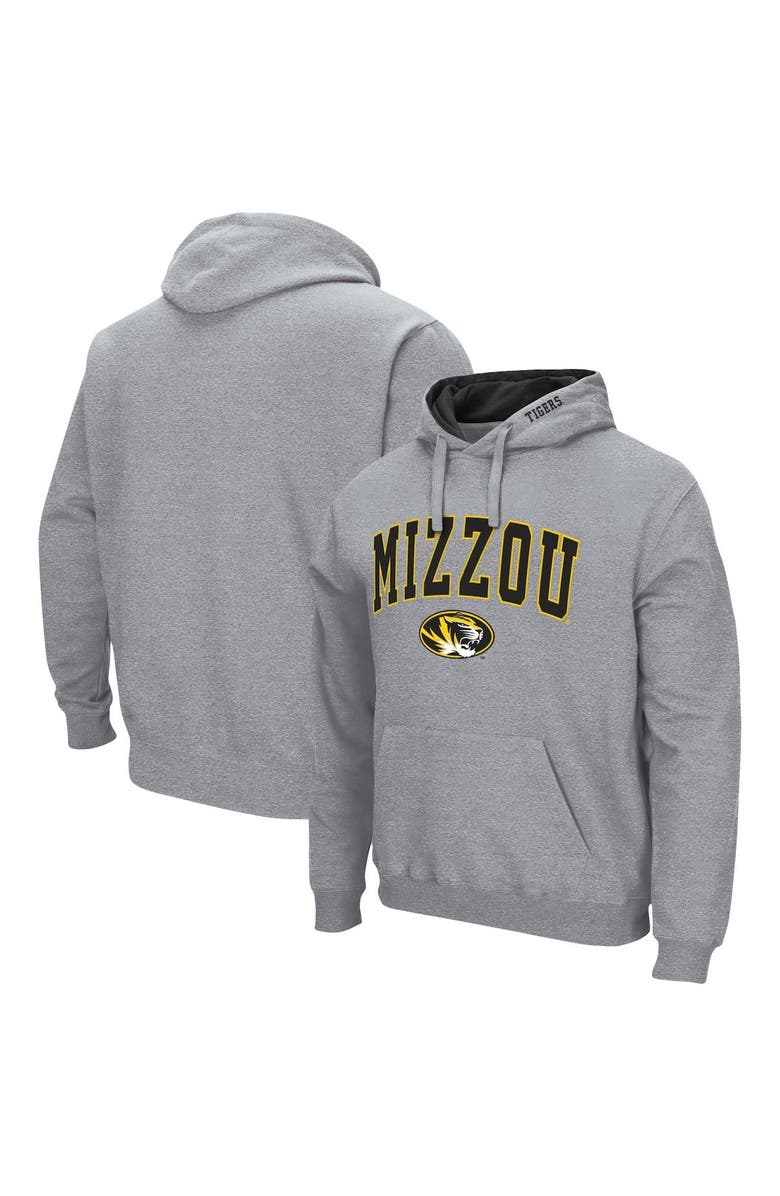 COLOSSEUM Men's Colosseum Heather Gray Missouri Tigers Arch & Logo 3.0 Pullover Hoodie, Main, color, Heather Gray