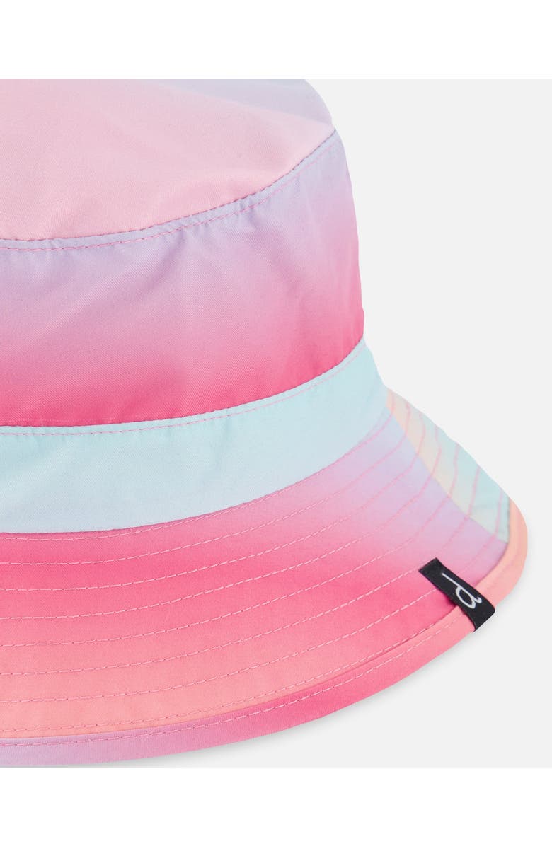 Deux par Deux Little Girl's Printed Beach Sun Hat Pink, Orange, And Turquoise, Alternate, color, Pink, Orange, And Turquoise