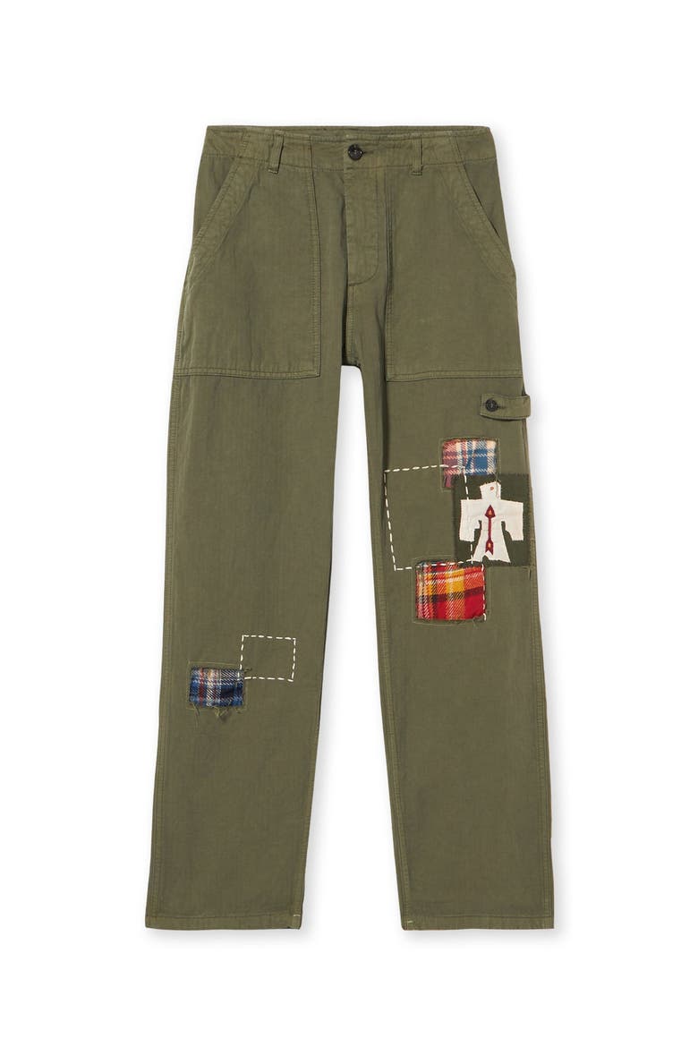 Herringbone Fatigue Trousers, Main, color, Green