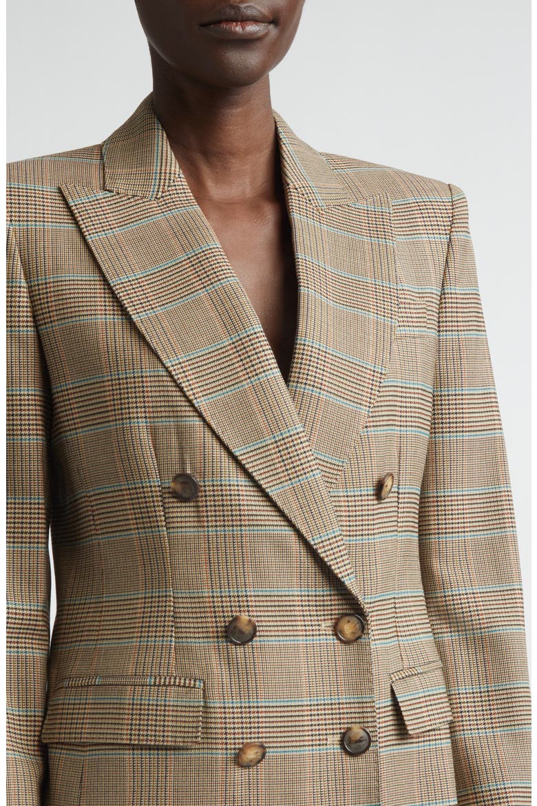Plaid Double Breasted Blazer, Alternate, color, MULTICOL ON BEIGE BASE
