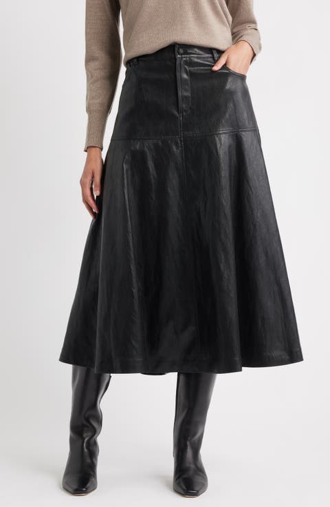 Rhea Faux Leather Midi Skirt