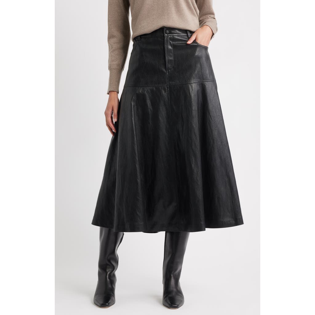 Kobi Halperin Rhea Faux Leather Midi Skirt In Black