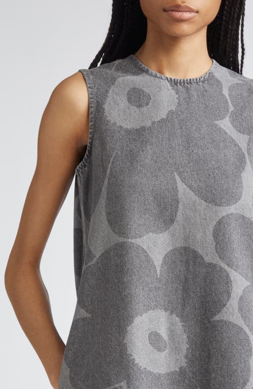 Marimekko Maridenim Somasti Unikko Denim Minidress In Gray