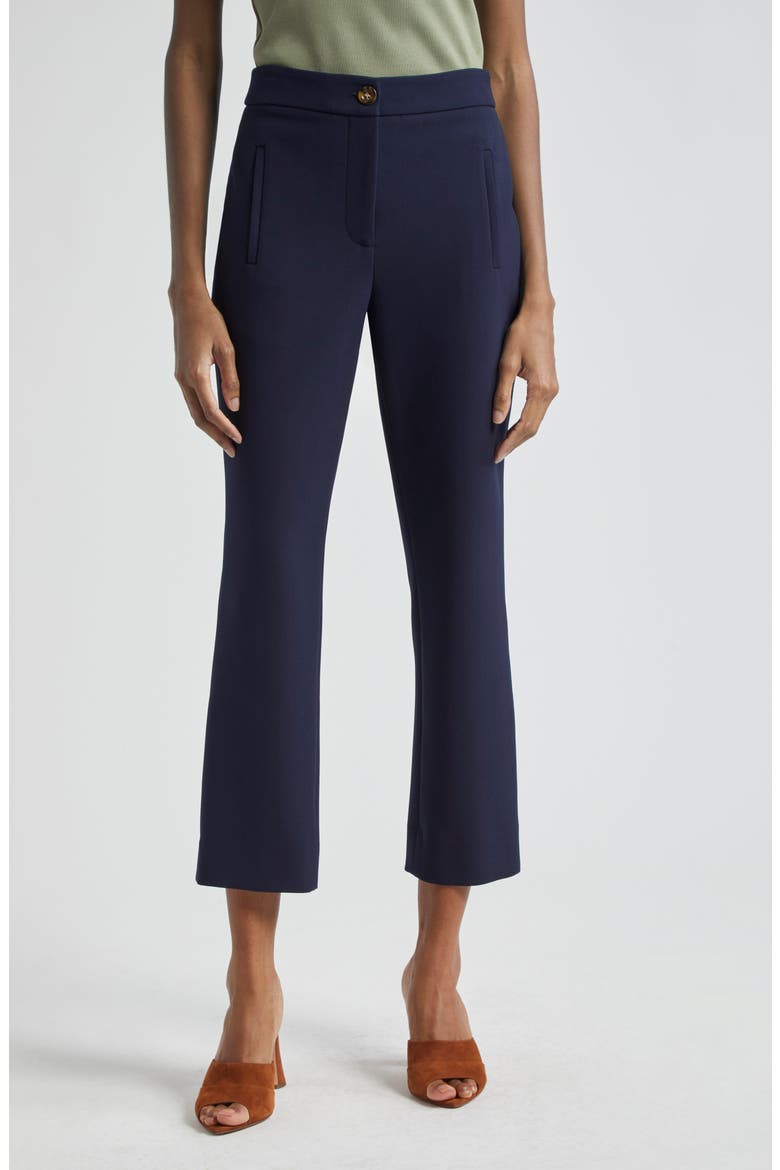 Arte Houndstooth High Waist Flare Ankle Pants, Main, color, NAVY