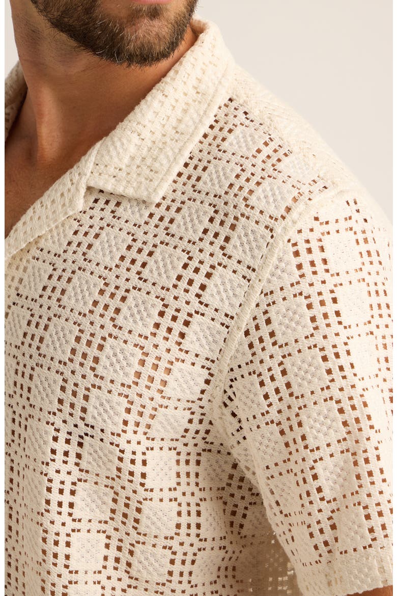 Alex Raschel Square Knit Camp Shirt, Alternate, color, CLOUD