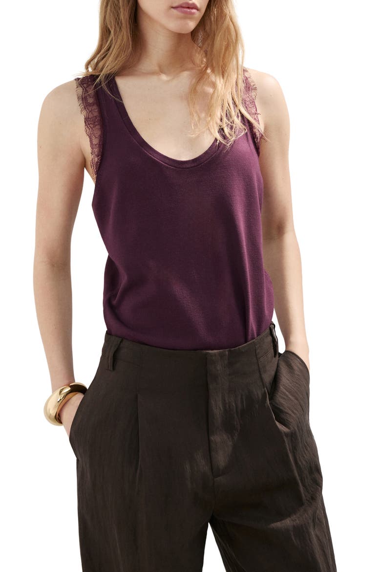 Lace Back Sweater Tank, Main, color, PURPLE