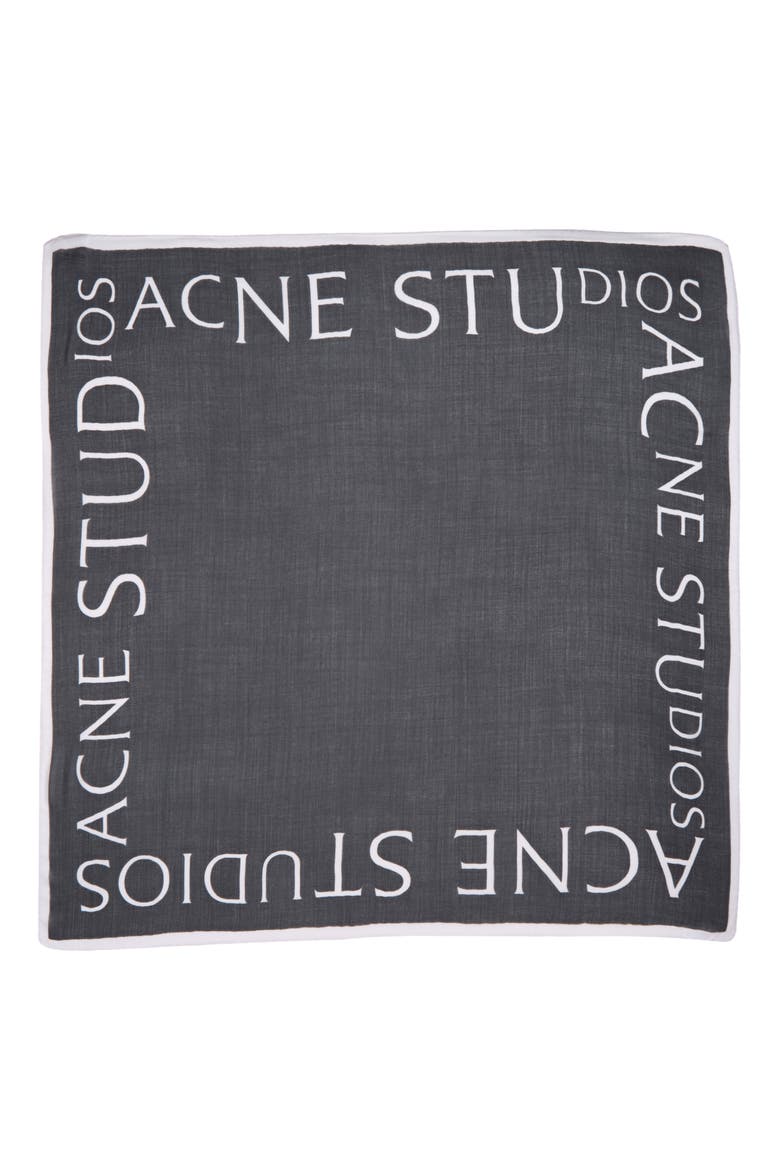 Varbone Logo Print Wool Gauze Scarf, Main, color, CARBON GREY