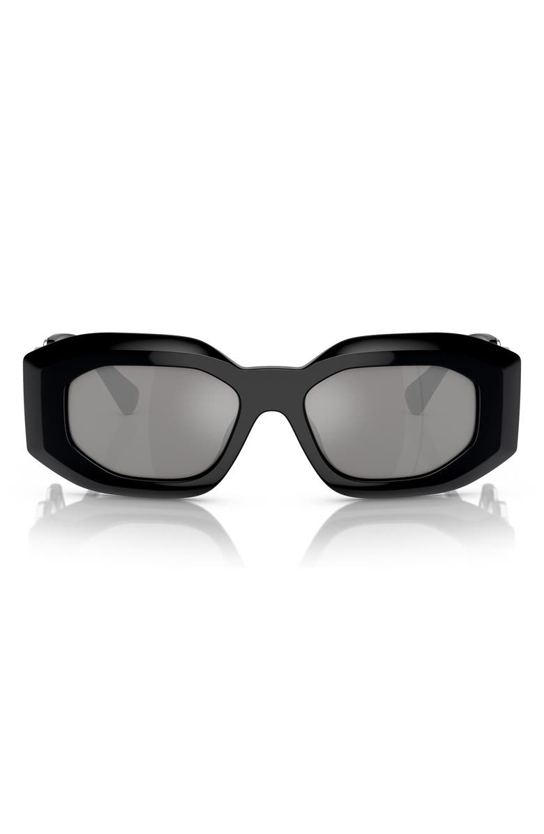 Versace 53mm Irregular Sunglasses, Main, color, Black