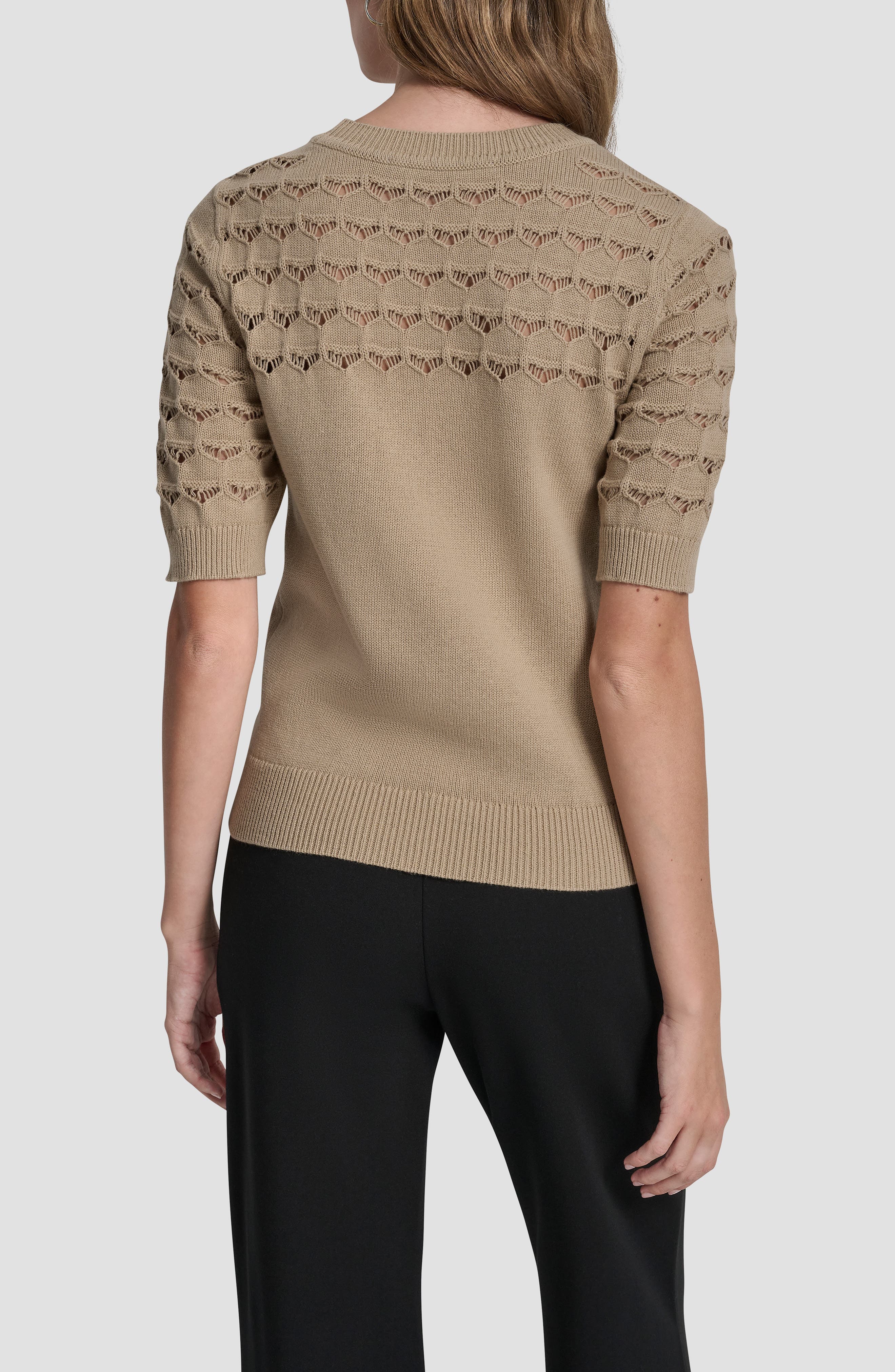 Pointelle Yoke Sweater - image 4