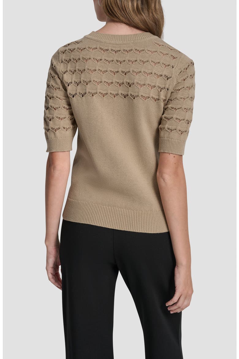 Pointelle Yoke Sweater, Alternate, color, TRAVERTINE