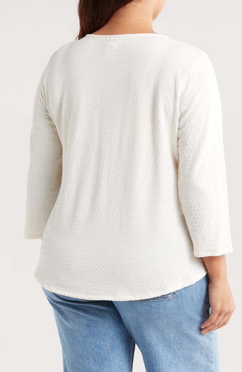 RUBY RD Keyhole Long Sleeve Textured Top, Alternate, color, 