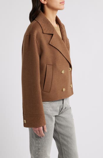 Jutano Contrast Print Double Breasted Wool Blend Jacket