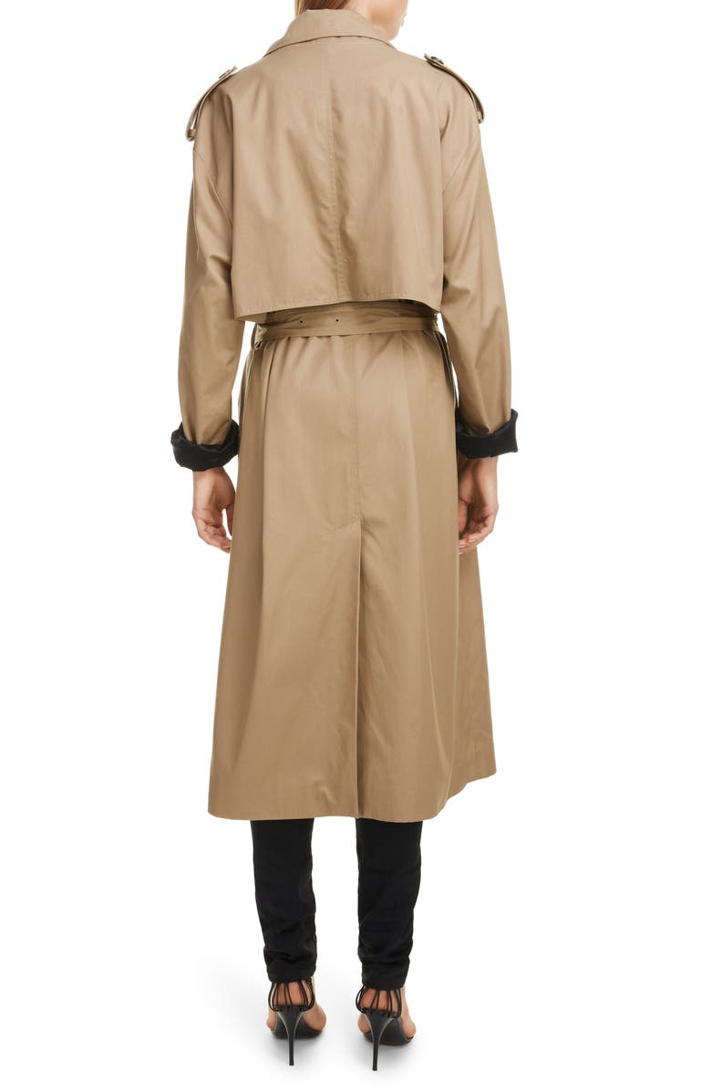 Saint Laurent Contrast Cuff Trench Coat, Alternate, color, 