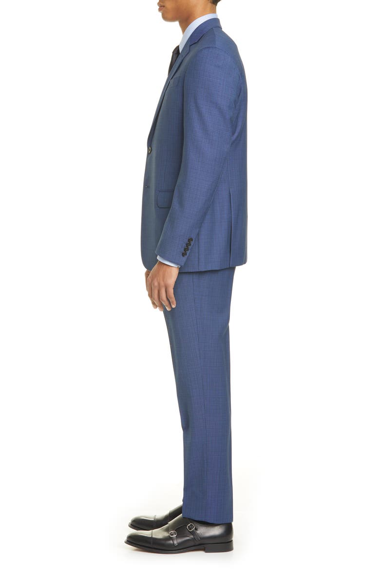 G Line Trim Fit Check Wool Suit, Alternate, color, BLUE