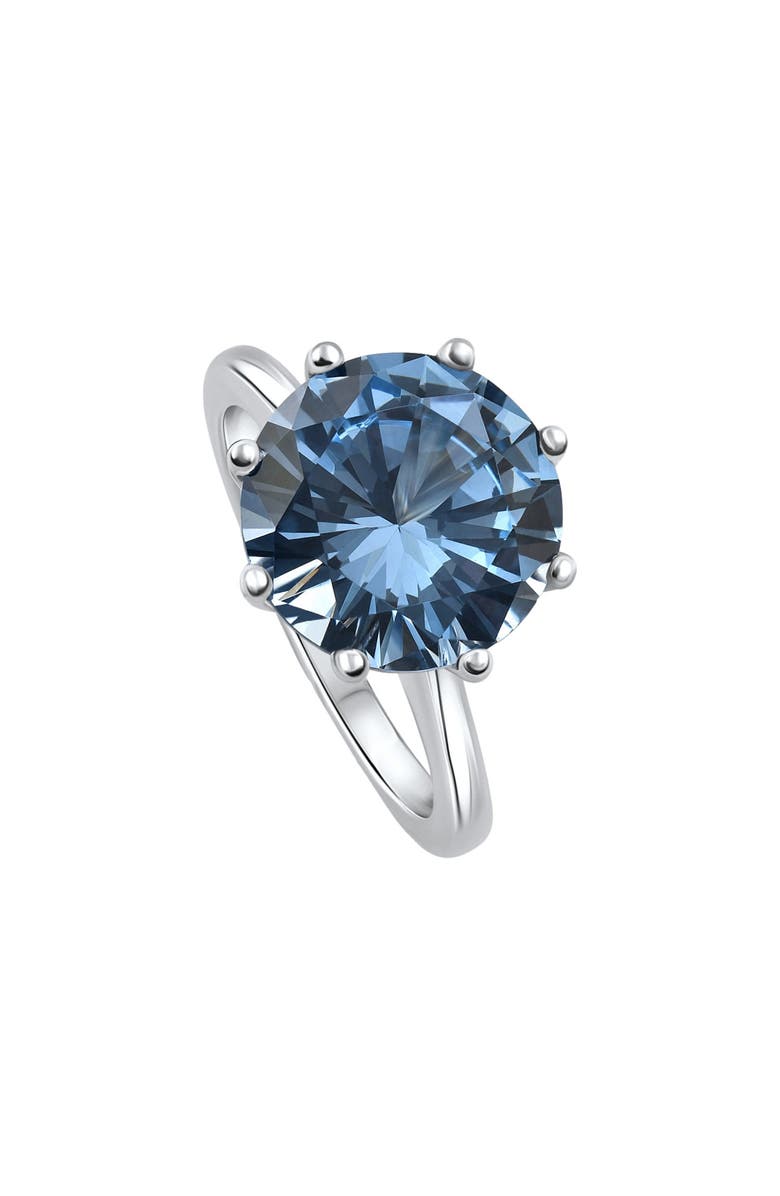 Bliss Diamond Aquamarine Solitaire Flower Ring 14k Gold 10MM Lab Grown, Alternate, color, 