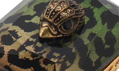 Kurt Geiger London Eagle Head Crystal Cocktail Ring In Green