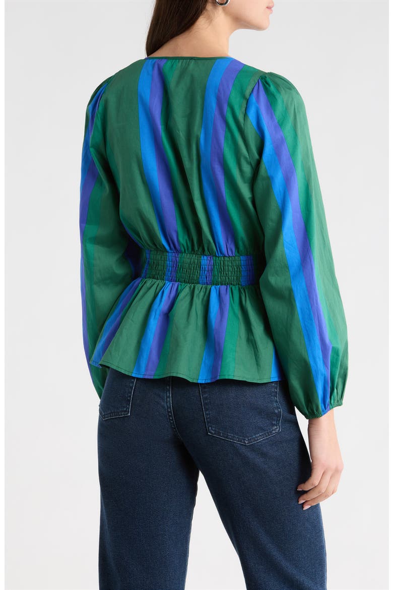 Dolary Stripe Mirana Smock Top, Alternate, color, EMERALD-BLUES