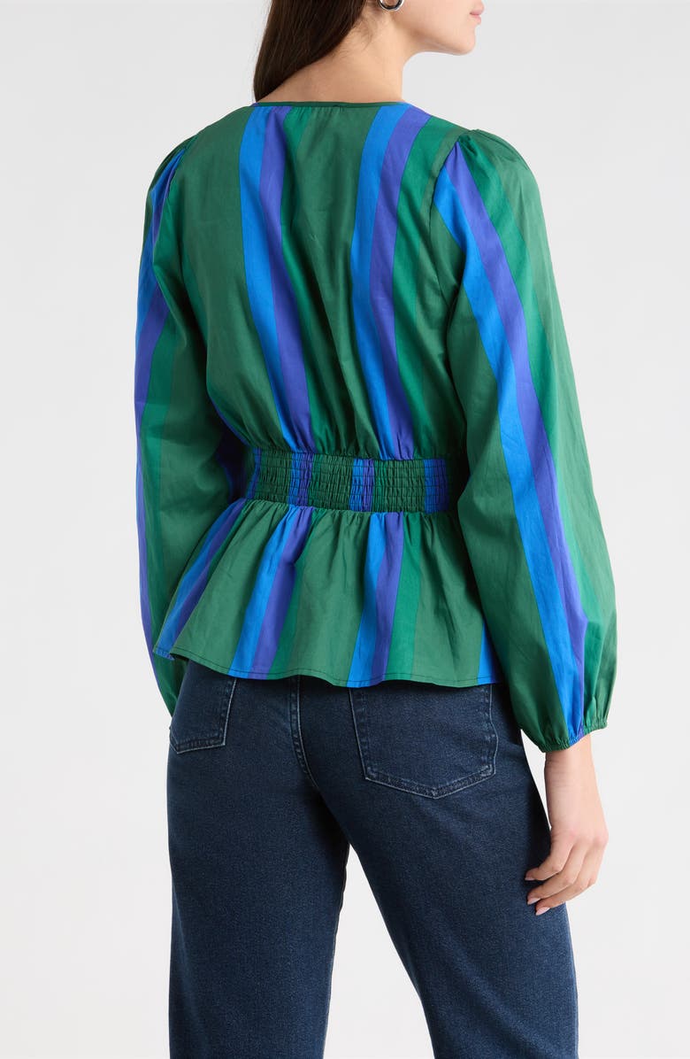 SUGARLIPS Dolary Stripe Mirana Smock Top, Alternate, color, Emerald-Blues