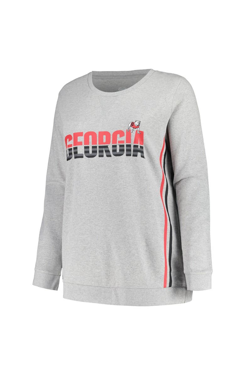 PROFILE Women's Profile Heather Gray Georgia Bulldogs Plus Size Side Stripe Fleece Pullover Sweatshirt, Alternate, color, 