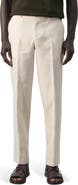 MANGO Amalfi Slim Fit Flat Front Tan Linen Suit Pants