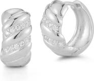 GLAZE JEWELRY Cubic Zirconia Twist Huggie Hoop Earrings