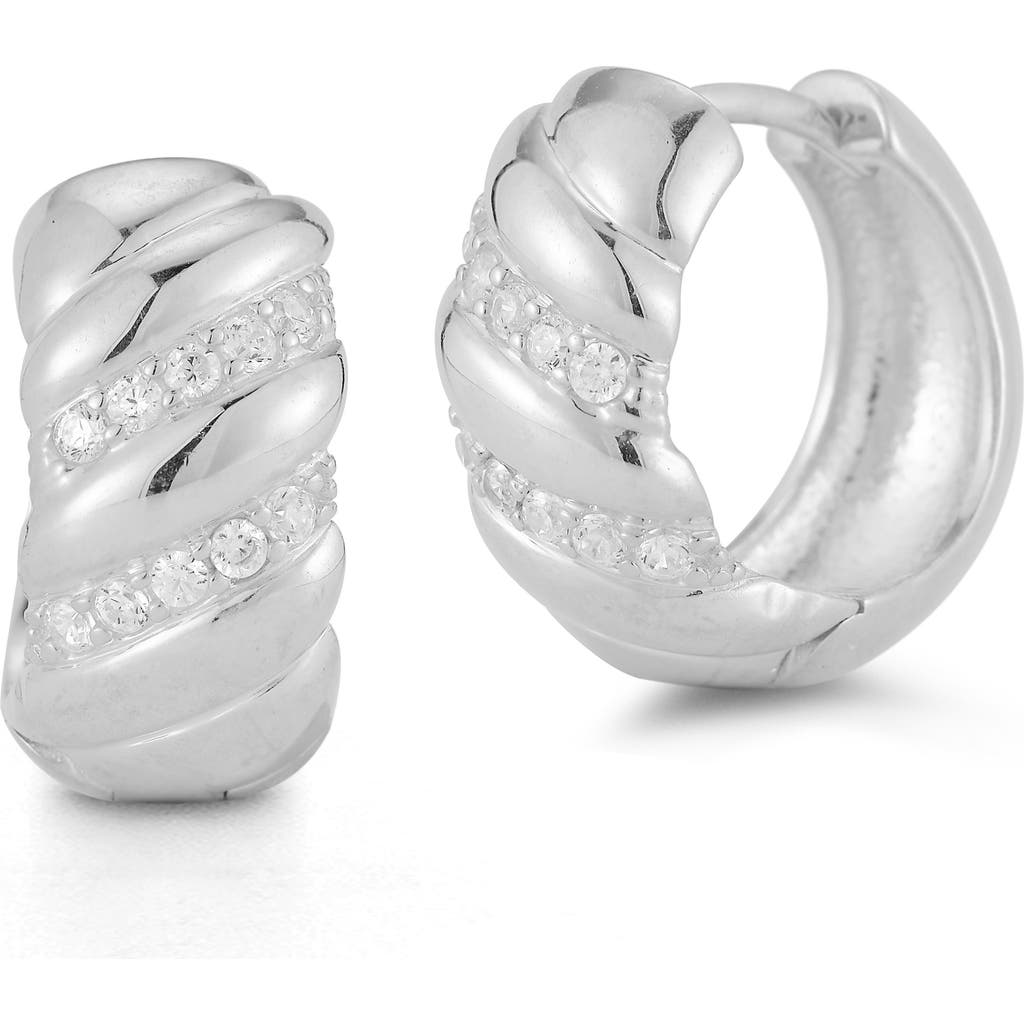 Glaze Jewelry Cubic Zirconia Twist Huggie Hoop Earrings In Metallic