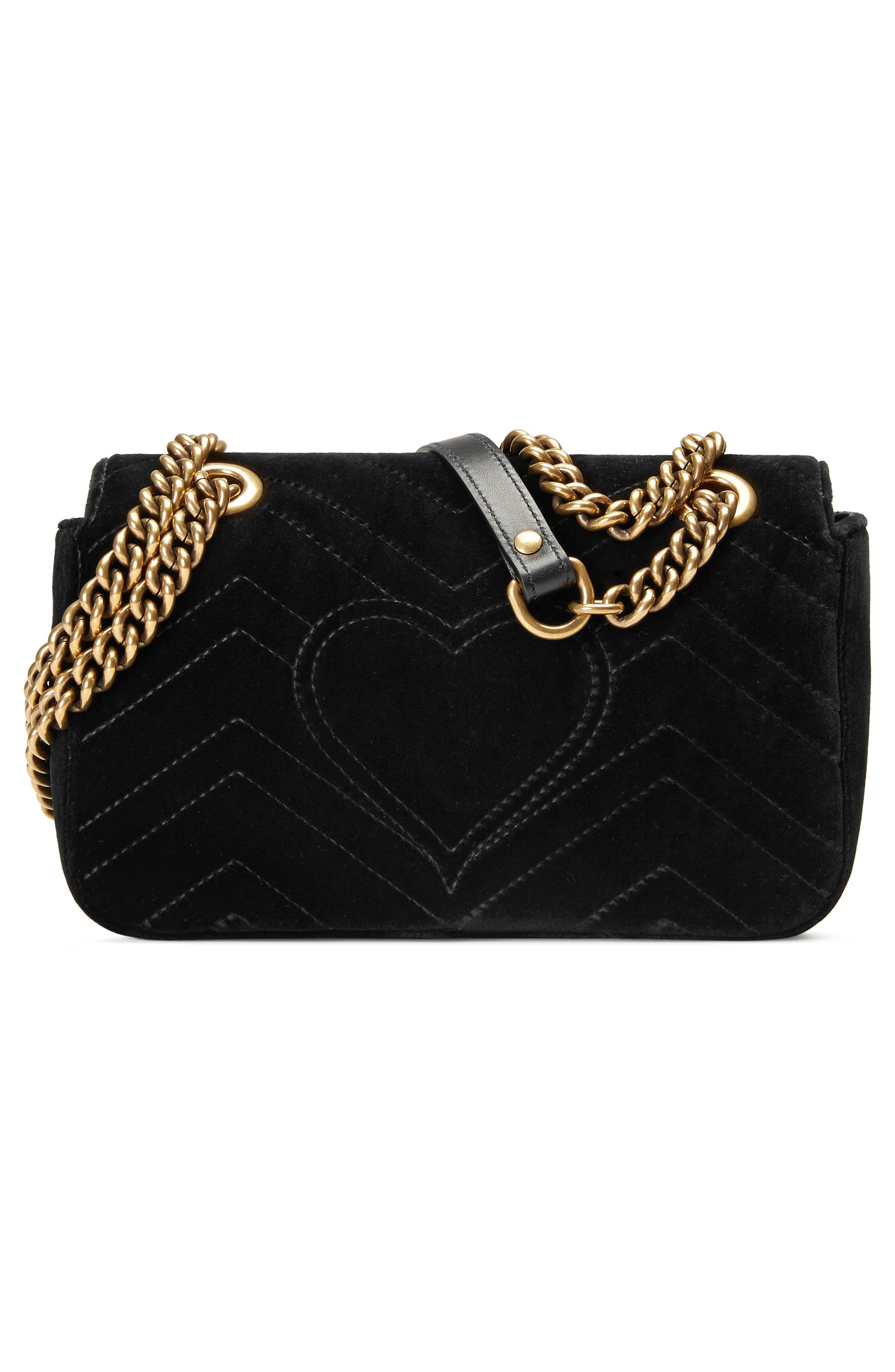 Small GG Marmont 2.0 Matelassé Velvet Shoulder Bag, Alternate, color, NERO