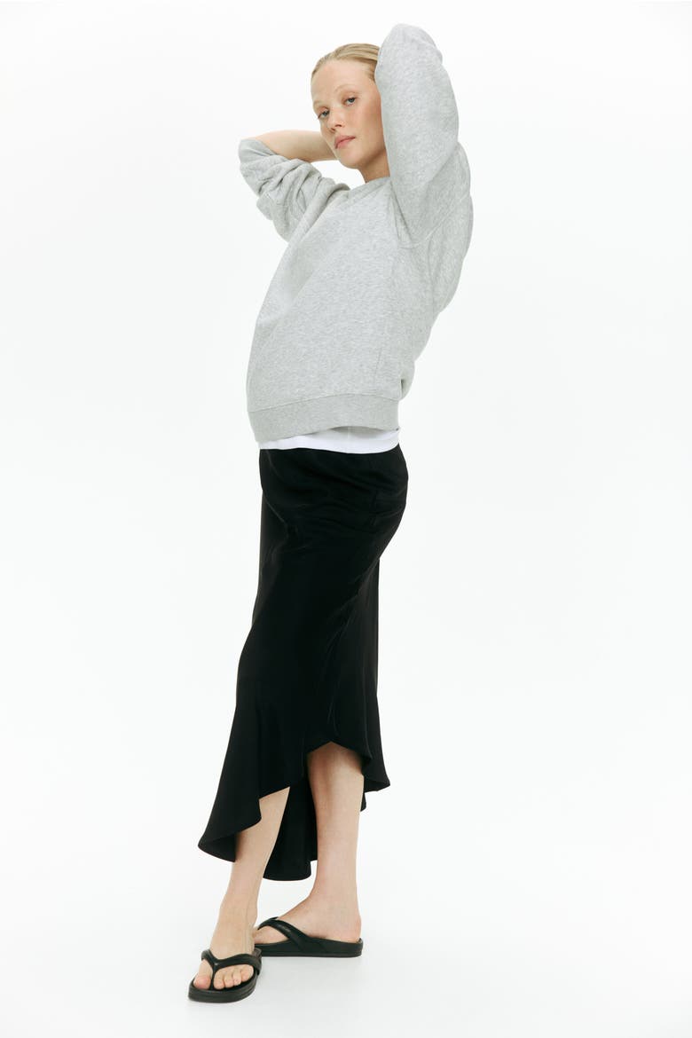 Mama Asymmetric Satin Skirt, Alternate, color, Black