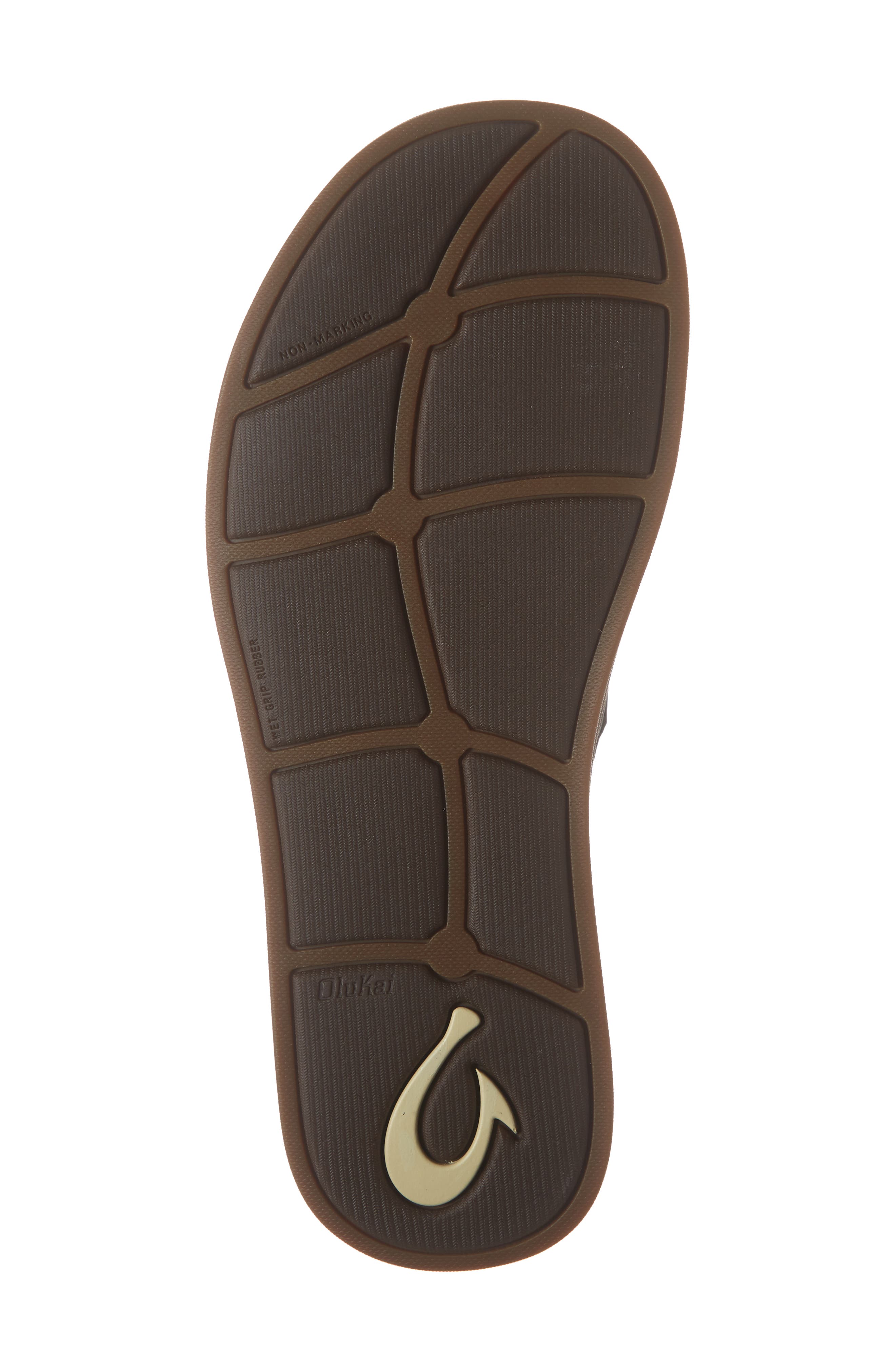 Alania Slide Sandal, Alternate, color, DARK WOOD LEATHER