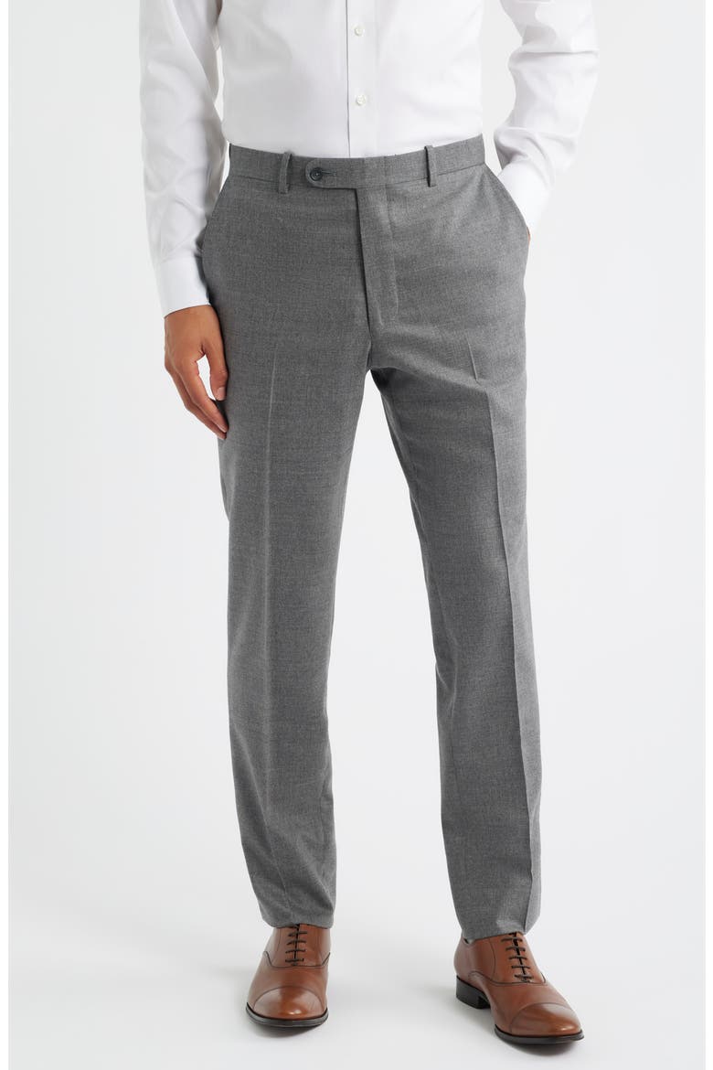 Harker Flat Front Stretch Wool & Cashmere Dress Pants, Main, color, GREY